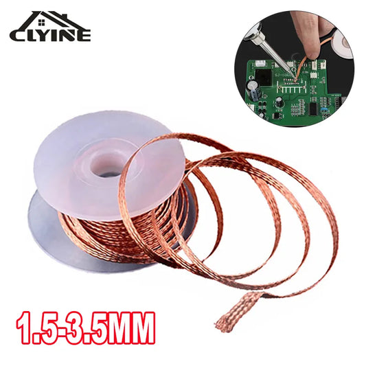 1.5-3.5mm Desoldering Mesh Braid Tape Copper Welding Point Solder Remover  Wire Soldering Wick Tin Lead Cord Flux For Soldering