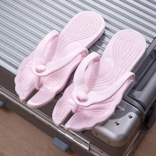 1Pair of Portable Folding Slippers for Travel and Business Trip Couple Beach Flip-flops, Hotel Bath Anti-skid Slippers