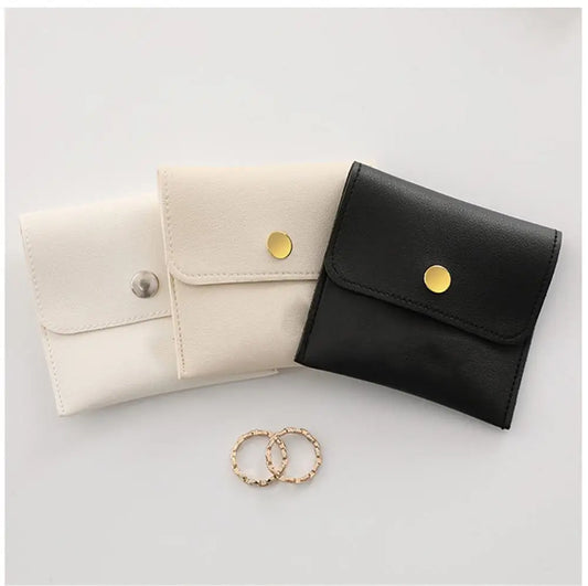 1pcs Jewelry Packaging Bag Velvet Pouches PU Leather Organizer Bag Portable Bracelet Necklace Earrings Rings Storage Bag